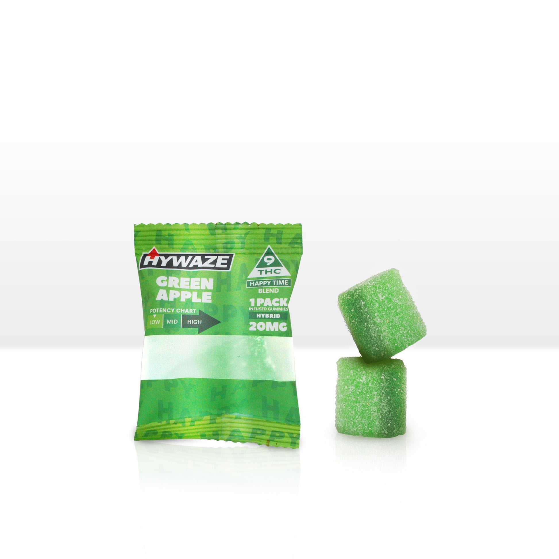 Hywaze Green Apple Delta9 THC Happy Time Blend, 20mg, 1pk,front side