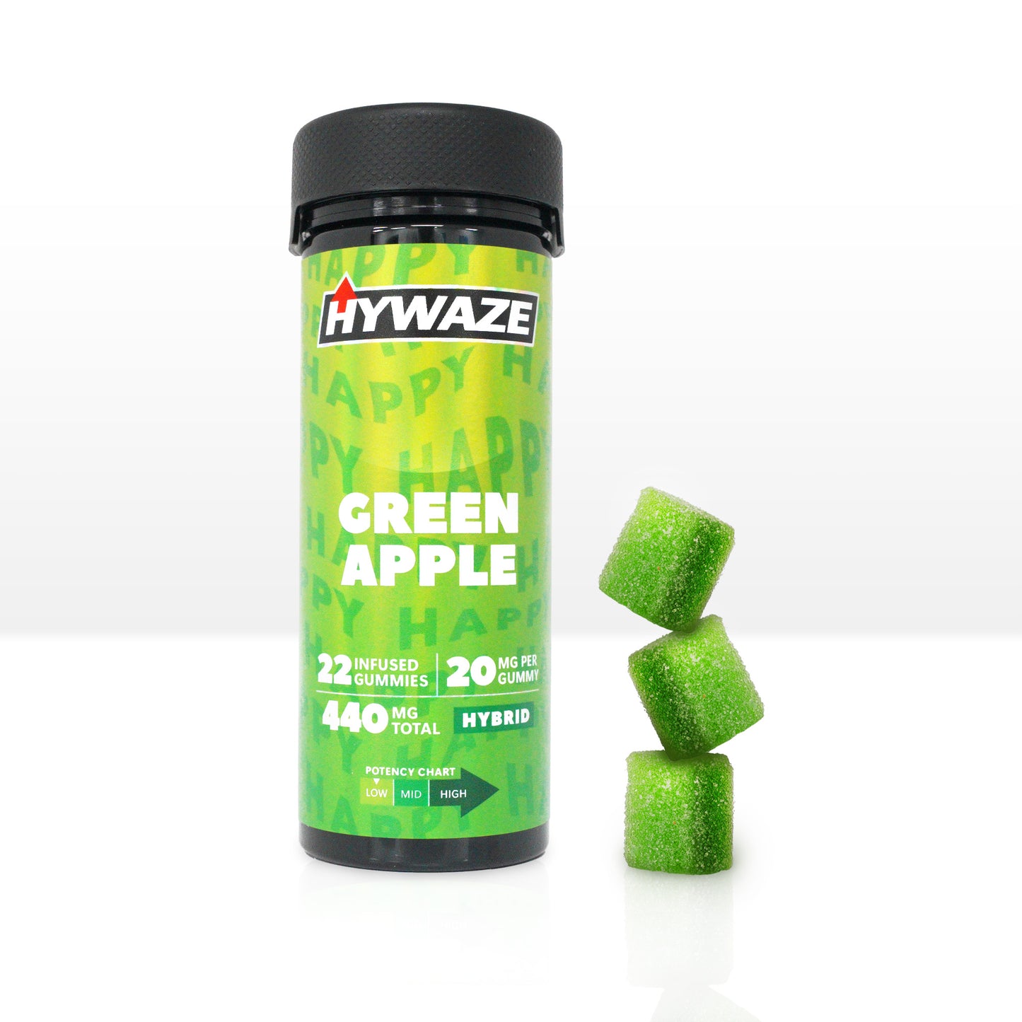 Hywaze Green Apple, Hybrid, 440mg gummies, front side