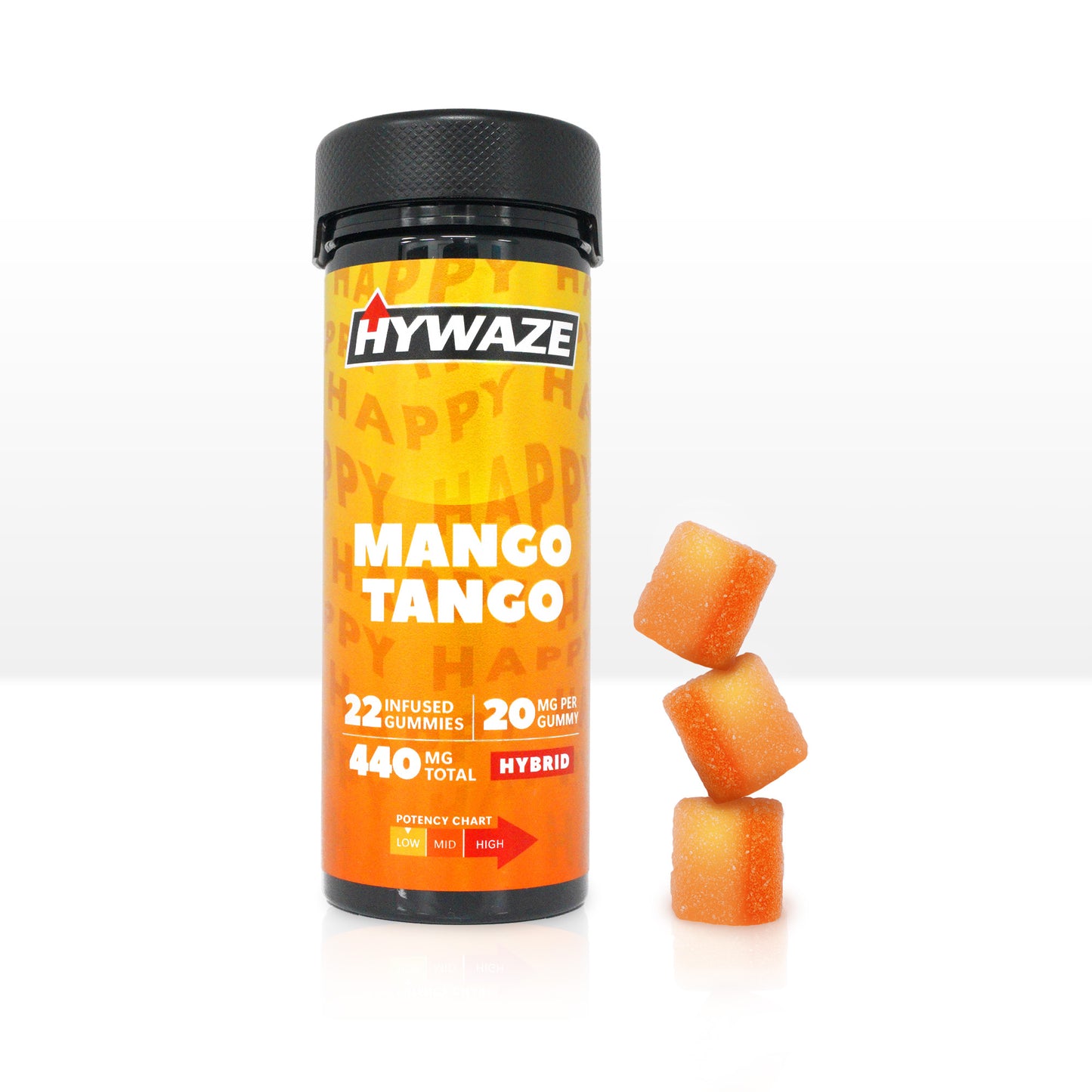 Hywaze Mango Tango, Hybrid, 440mg gummies, front side