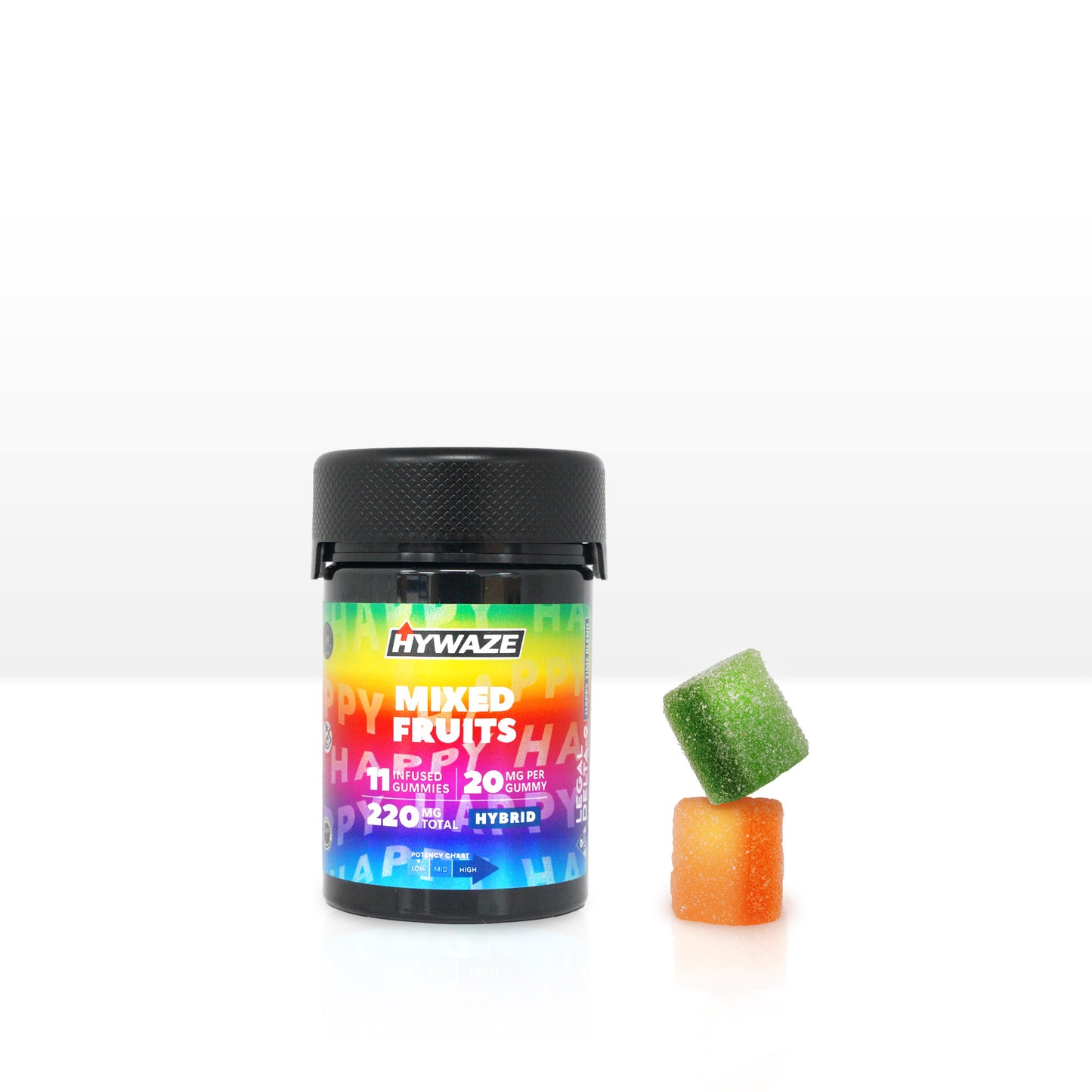 Hywaze Mixed Fruits, Hybrid 220mg gummies, 11ct, front side