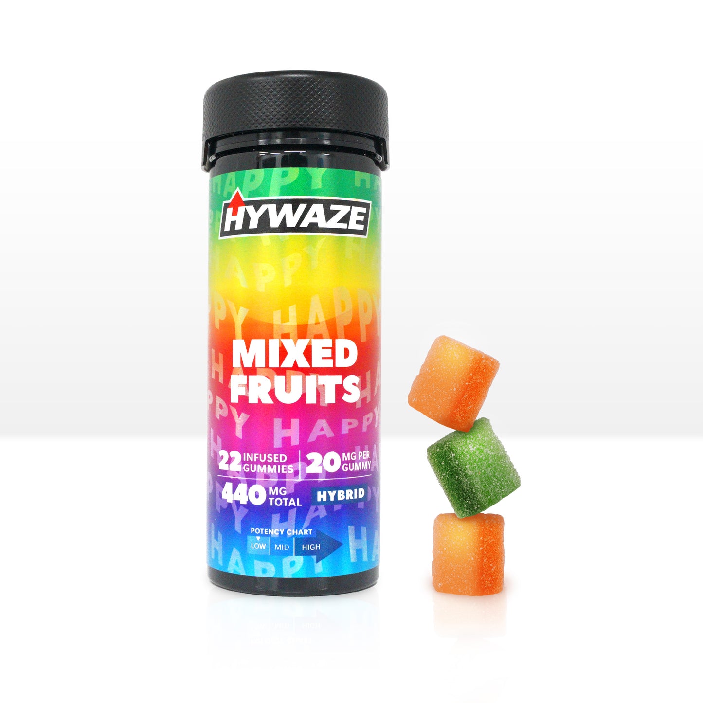 Hywaze Mixed Fruits, 440mg gummies, 22ct, front side