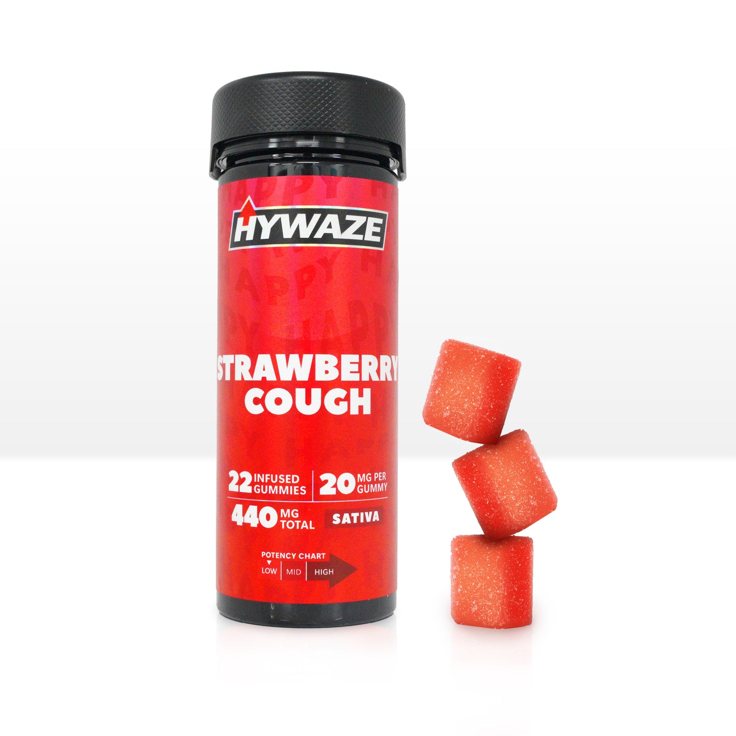 Hywaze Strawberry Cough, Sativa, 440mg gummies, front side