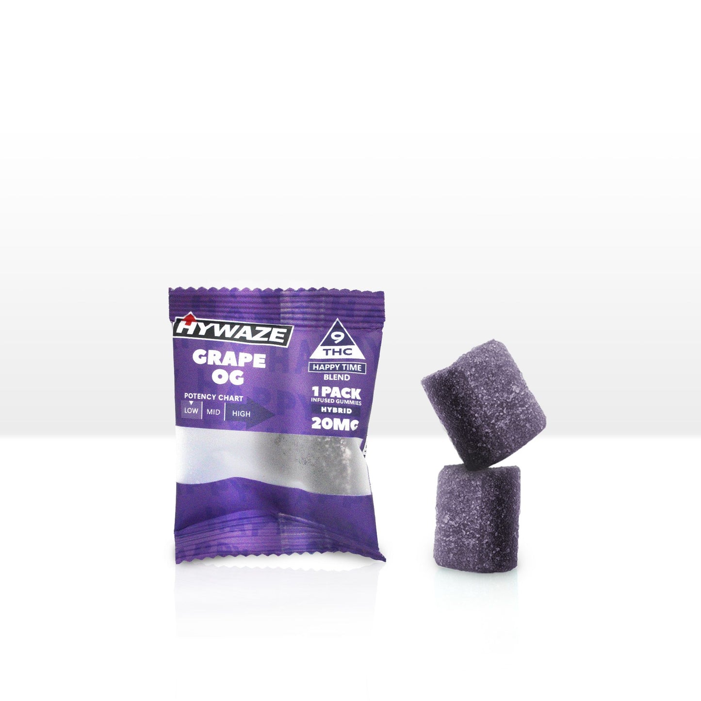 Hywaze Grape OG Delta9 THC Happy Time Blend, 20mg, 1pk,front side