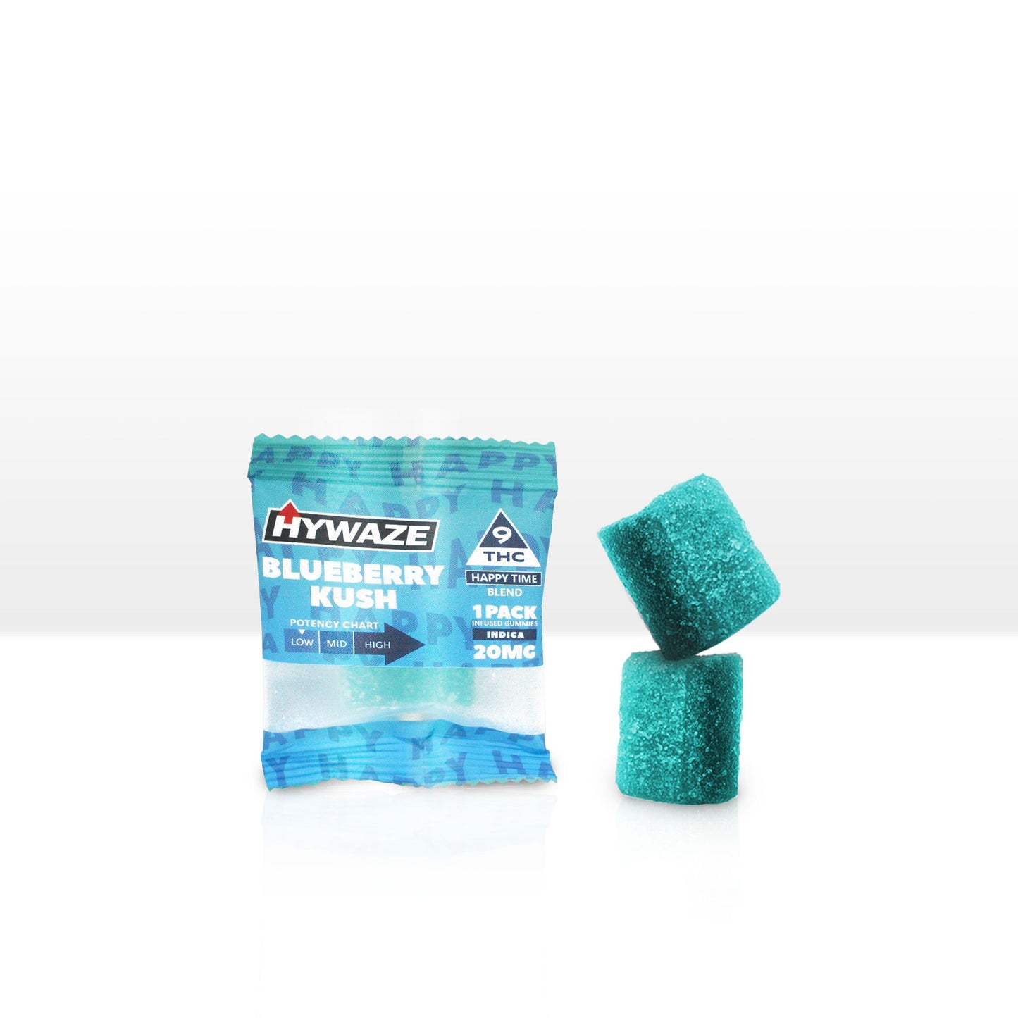 Hywaze Blueberry Kush Delta9 THC Happy Time Blend, 20mg, 1pk,front side