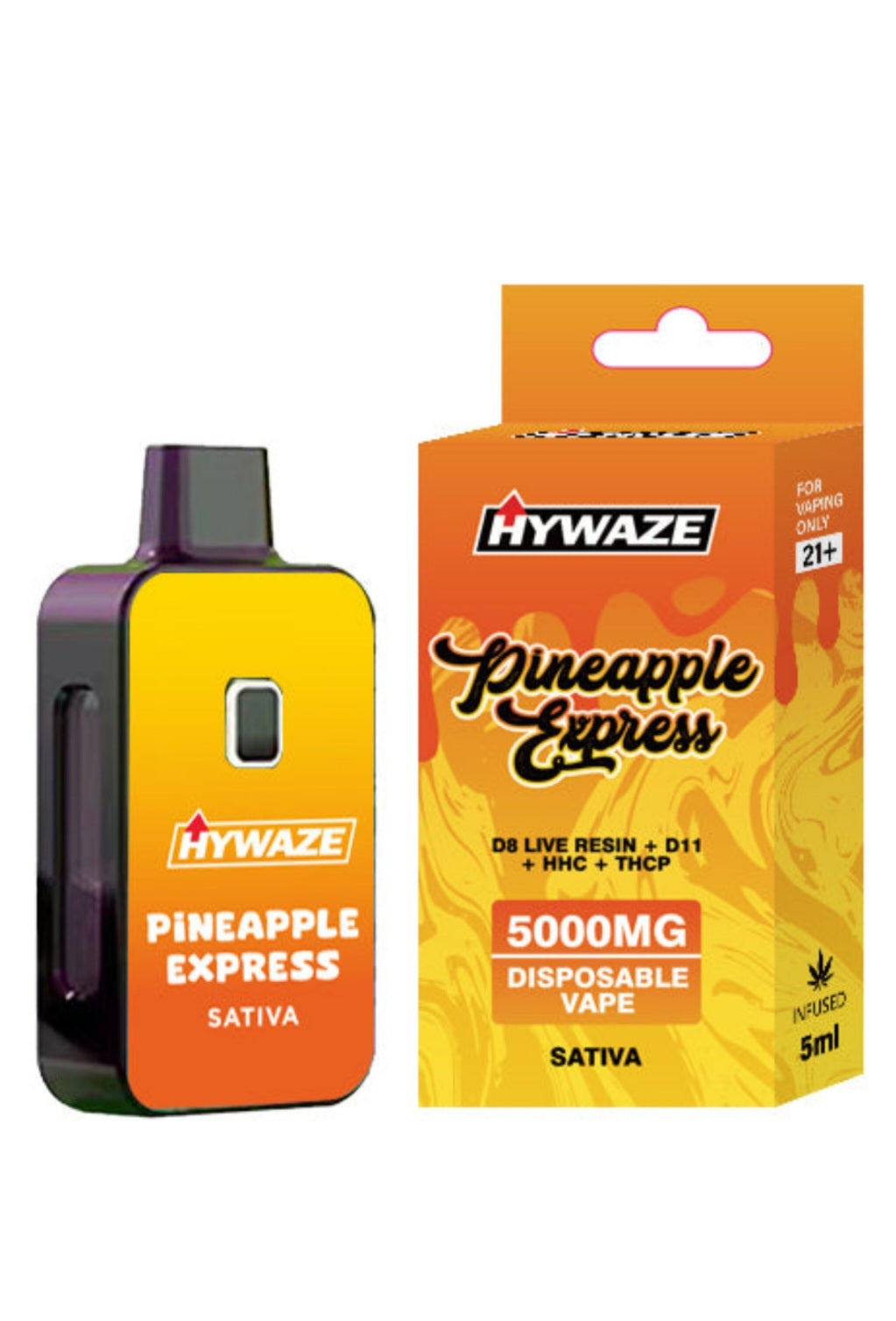 HYWAZE Pineapple Express, 5000mg disposable, sativa, front side