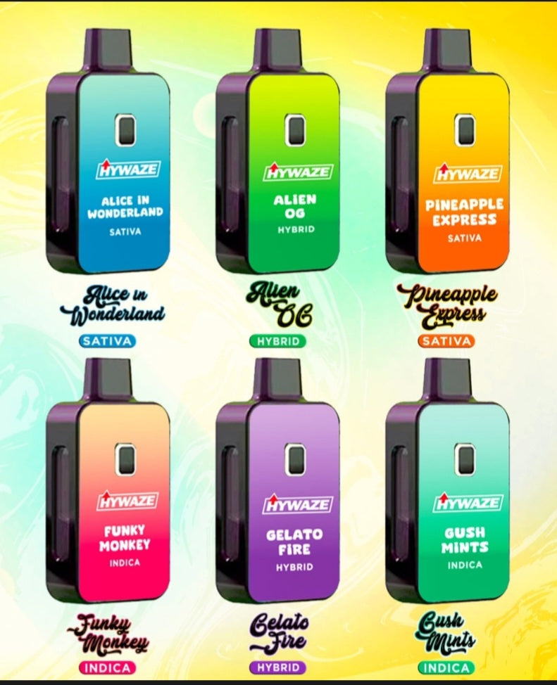 HYWAZE Disposables- Alice in Wonderland, Alien OG, Pineapple Express, Funky Monkey, Gelato Fire, Gush Mints