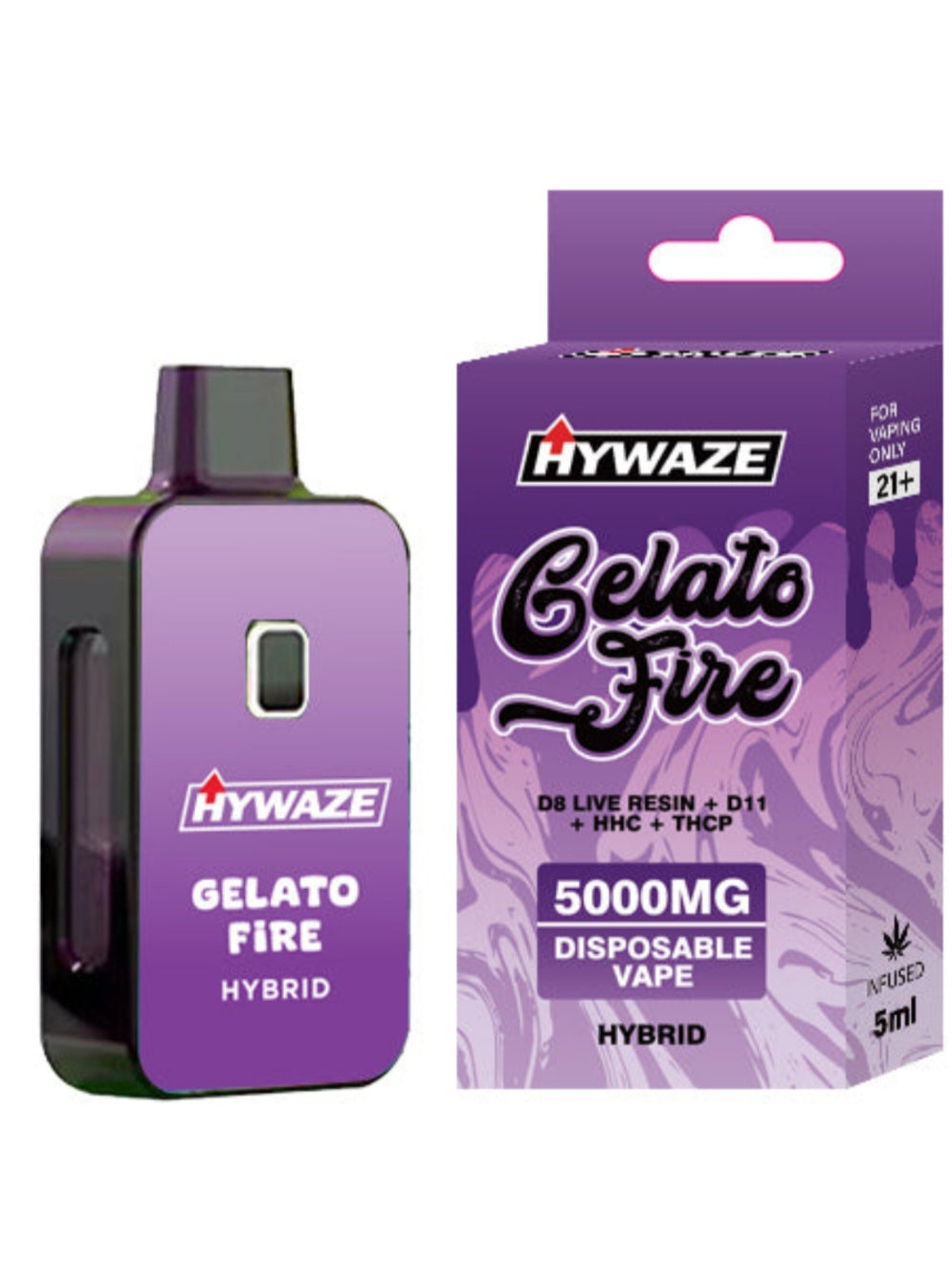 HTYWAZE Gelato Fire, 5000mg disposable, hybrid, front side