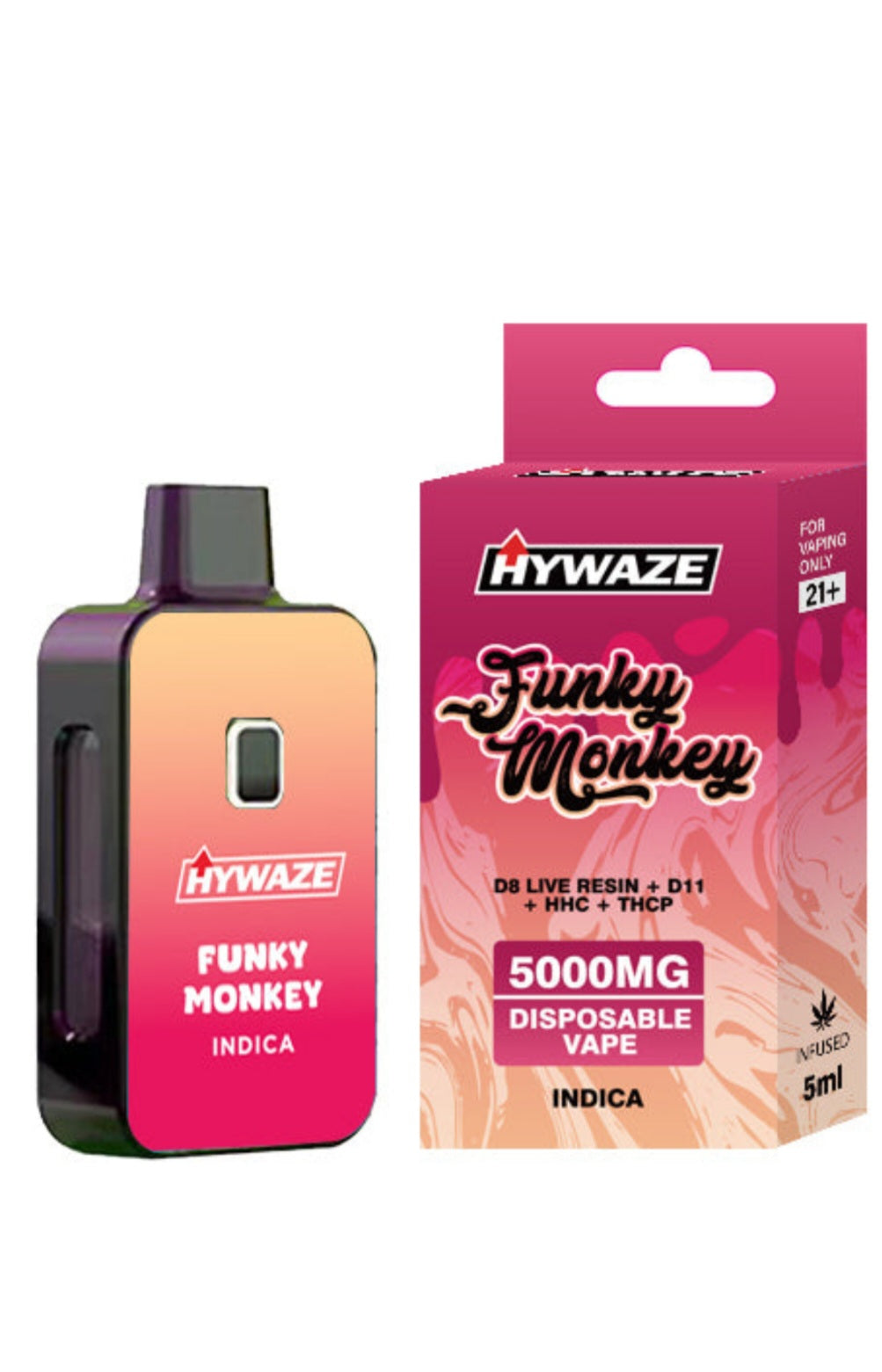 HYWAZE Funky Moneky, 5000mg disposable, indica, front side