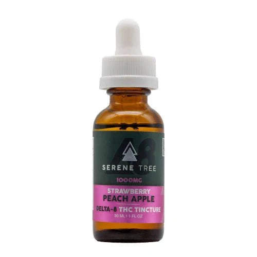 Serene Tree, 1000mg, Strawberry Peach Apple, Delta8, THC Tincture, front side