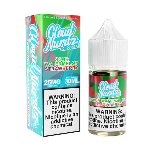 Cloud Nurdz Iced Salts Sour Watermelon Strawberry eJuice