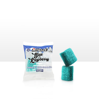 HYWAZE Maximum Potency Gummies Delta-9+HHC 220MG, Blue Raspberry, Hybrid, front side, 1 pk