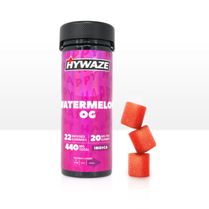 Hywaze Watermelon OG, indica, 440mg gummies, front side